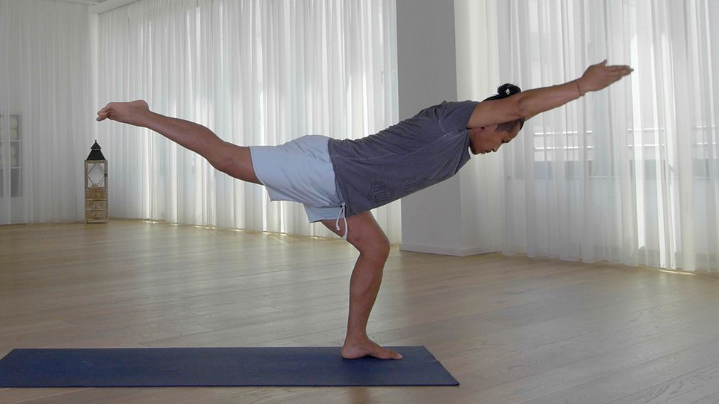 Warrior 3 Yoga Pose At the Wall: Variations with Props - YogaUOnline